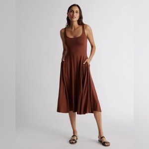 Quince • Tencel Jersey Fit & Flare Dress • Brown